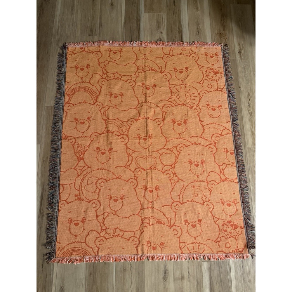 Care Bears 2023 Typo Tapestry Throw Blanket Orange AOP 50" x 60" Inches -EUC